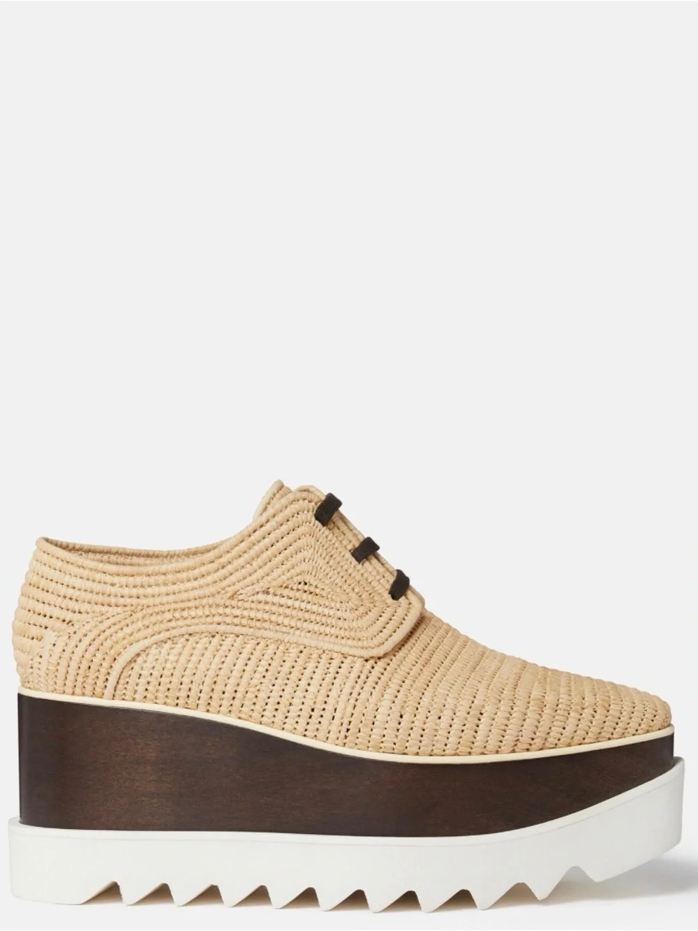 Stella McCartney Beige raffia Elyse Woven Platform Lace-Up Shoes